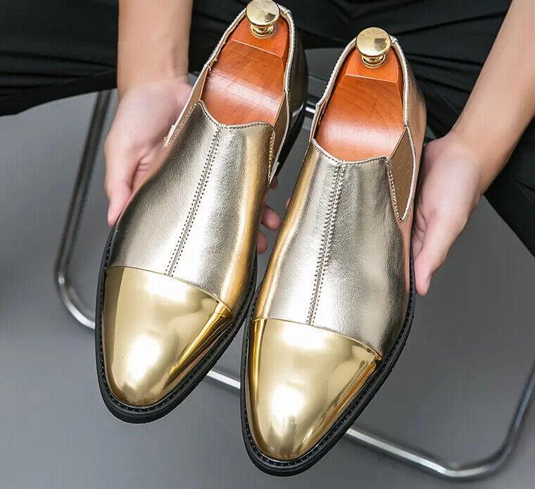 SAOLA Scarpe formali uomo pelle oro scarpe da sposa slip on scarpe eleganti pelle