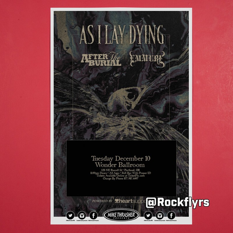AS I LAY DYING 2019 Concert Promo 11x17 Street Poster. Portland Oregon