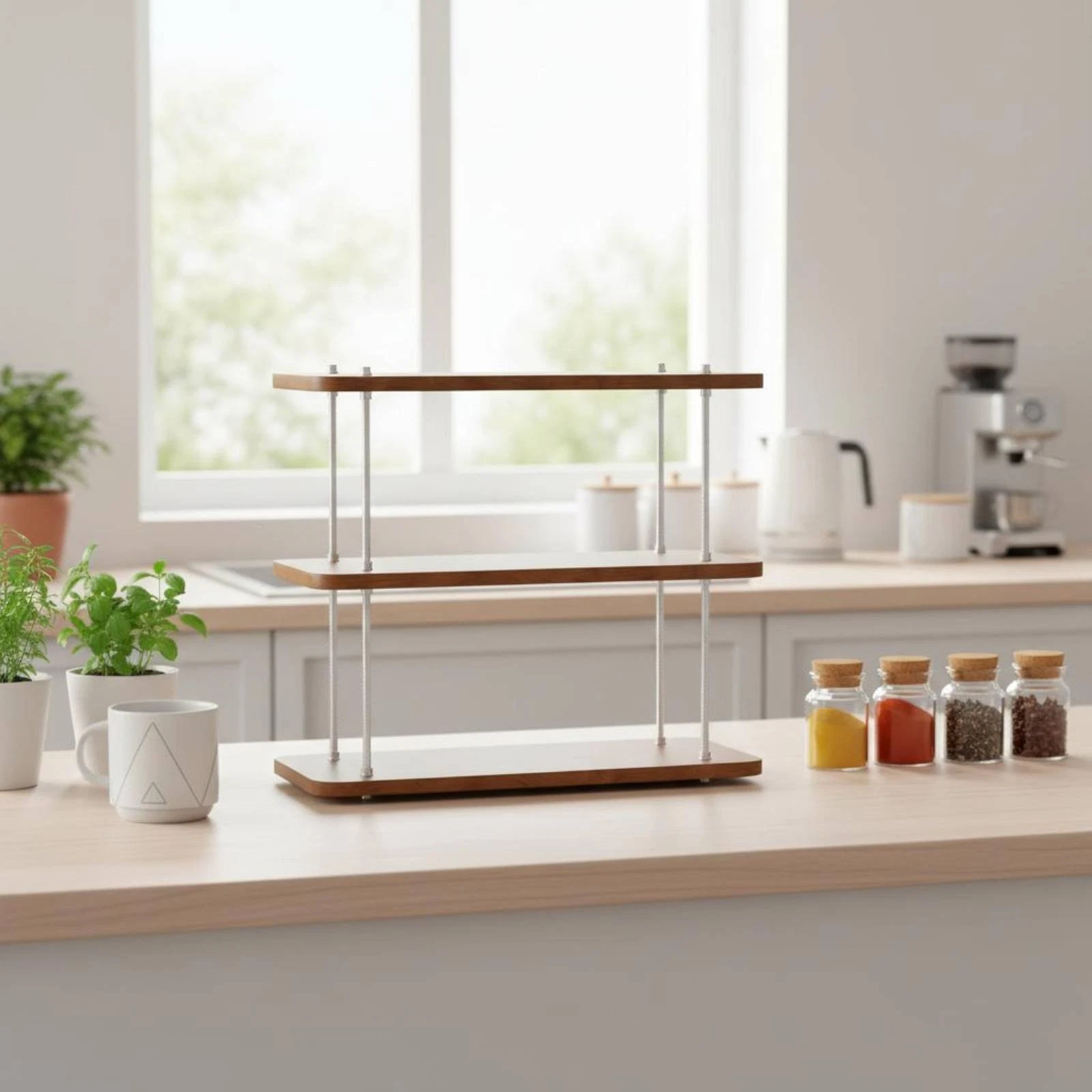 Countertop Storage Rack Sturdy Three-Tier Counter Shelf Easy to Assemble