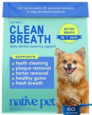Native Pet GutWell Clean Breath - Dog Freshener  Dental Powder Teeth Cleaning