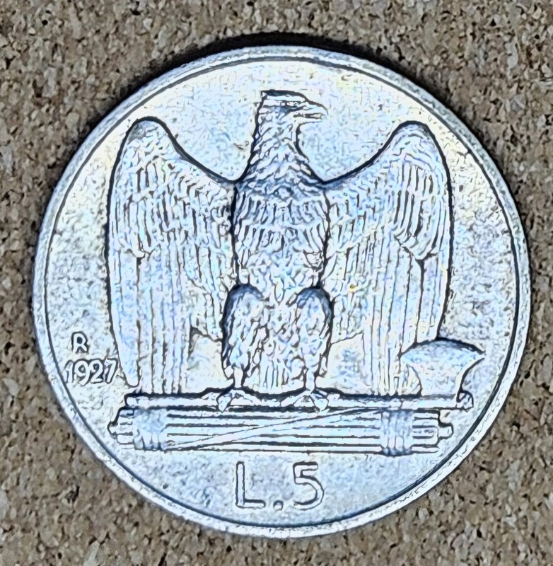Italy 5 Lire 1927 R BU Silver Coin L32