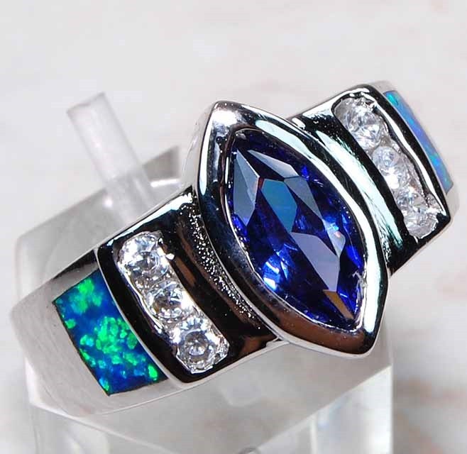 Australian Opal Inlay 925 Solid Sterling Silver Ring Sz 7 PC5-3