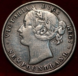 1894 Newfoundland 20 Cents Silver Foreign Coin