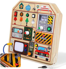 JAUNTY Montessori Wooden Busy Board for Toddlers 1 2 3 Years Old Wooden Senso...