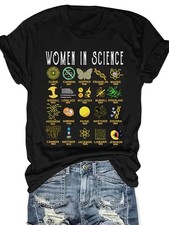 Women in Science Graphic Tee, Casual Crew Neck Short Sleeve T-Shirt with Scient