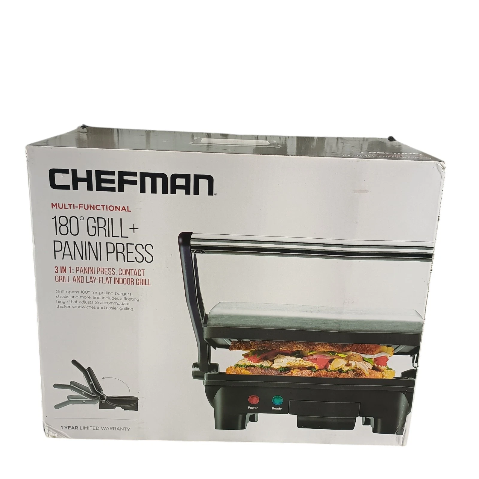 Chefman Electric Panini Press Grill and Gourmet Sandwich Maker w/ Non-Stick 180*