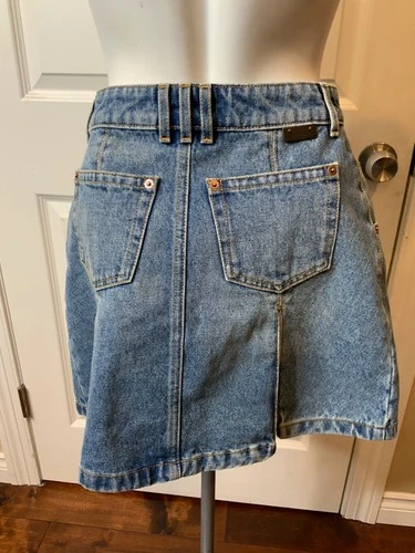 Balmain Paris Vintage Blue Denim Pleated Mini Skirt, Size 4 | 36 NWT image 7