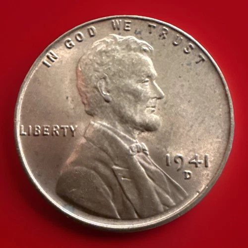1941-D Gem RD Lincoln Wheat Cent With Old Album Toning receive coin pictured 849