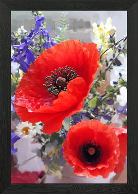 Mohnblumen unter dem Regen Gerahmtes Wandbild Poster Leinwanddruck Bild