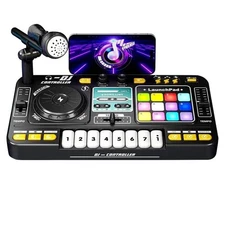 Kids DJ Mixer Table,Music Toys with Piano Keys,DJ Turntable,Reaction Music Games