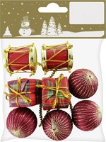 Weihnachtsdeko Baumschmuck-Set Kunststoff Rot-Gold Baumschmuck