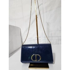 Authentic CHRISTIAN DIOR Patent Montaigne Crossbody Bag Blue