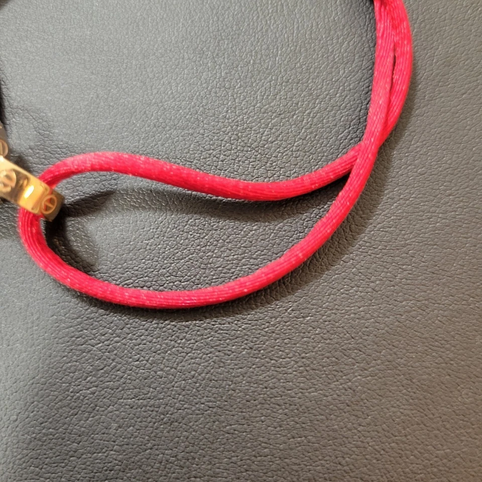 Cartier Love 2 Charm 750 White Gold Rose Gold Cord Bracelet - Image 2 of 4