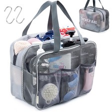 Large Mesh Shower Caddy with Wet  Dry Zones   Portable Hanging Toiletry Bag ...