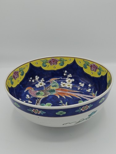 Antico piatto porcellana Meiji Taisho Yamatoku uccellini fiori dipinto a mano marcato - Foto 2 di 15