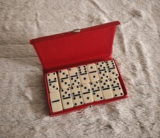 Mini Travel Domino Set – Double Six – 28 Pieces – Red Snap Case – Compact Size