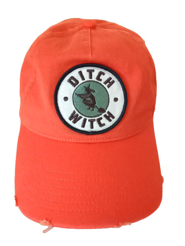 DITCH WITCH Orange Retro Witch Baseball Hat Distressed Cap Adjusts EST: 1949 EUC
