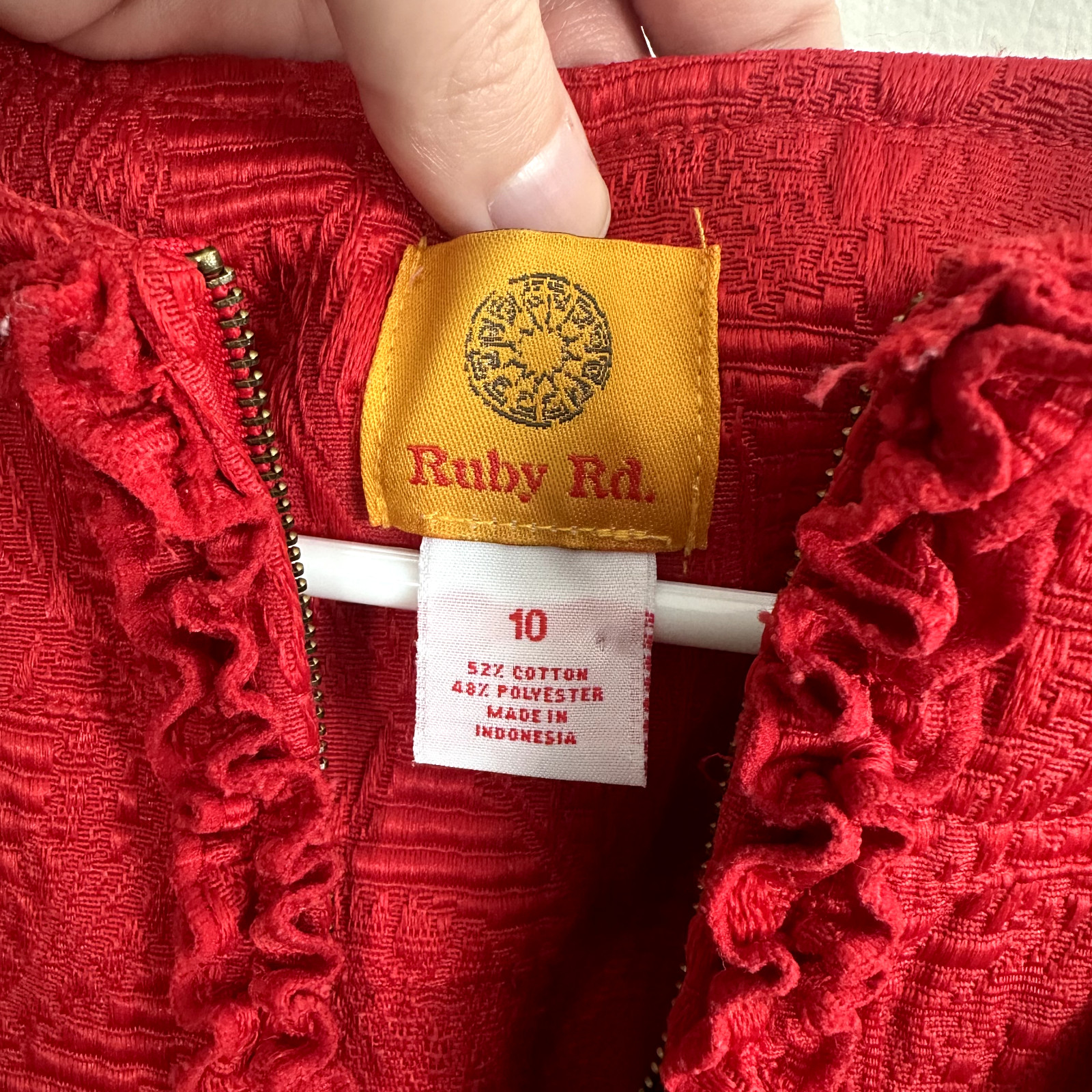 Ruby Rd Red Textured Ruffle Front Jacket Women’s … - image 3