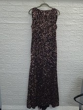 New Ieena for Mac Duggal Elegant Evening Gown Sequin Dress Bronze Size 8