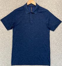 Lululemon Mens Metal Vent Tech Polo Shirt Blue Short Sleeve Performance S
