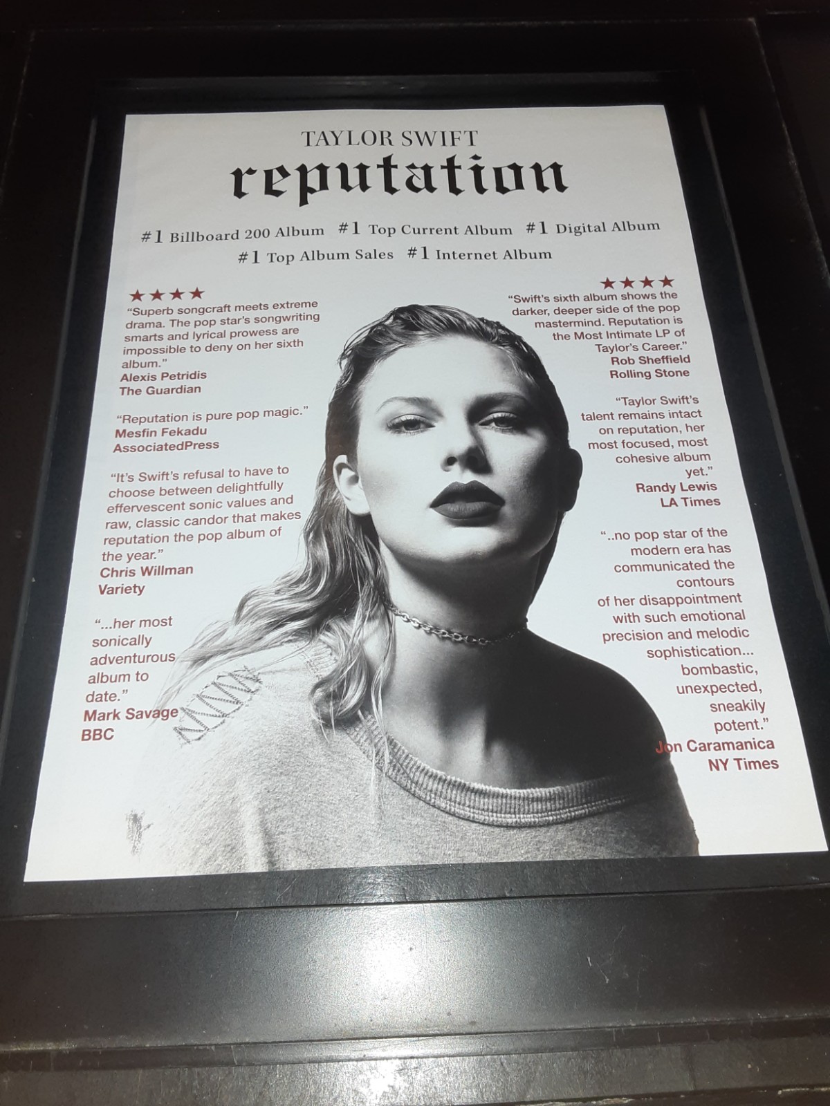 Swift Reputation Poster Taylor Swift Reputation Rare Original Promo Poster Ad Framed! #2 | eBay