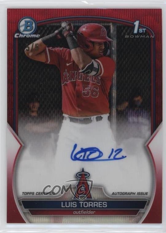 2023 Bowman Chrome Prospect Red Wave Refractor 5/5 Luis Torres #CPA-LT Auto 03ox