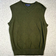 Roundtree  Yorke Men  s Green Argyle Knit V-Neck Sleeveless Sweater Vest XL