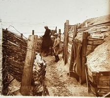 Belgium Nieuport Trench World War c1915 PHOTO Stereo Glass Vintage