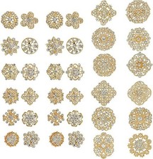 36 Pieces Gold Wedding Bouquet Brooches for Women Fashion, Rhinestone Bulk Fl...