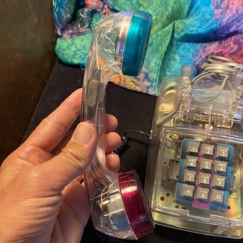 VINTAGE CORTELCO ITT TRANSPARENT RETRO CORDED DESK PUSH BUTTON TELEPHONE - Zdjęcie 3 z 11