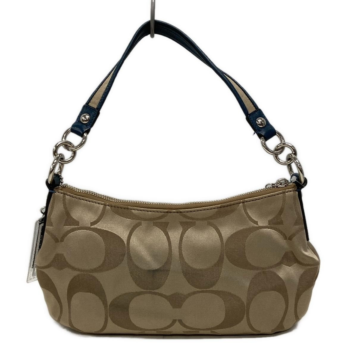 Auth COACH Poppy Signature Satin Groovy 13833 Beige Jacquard Auth COACH Poppy Signature Satin Groovy 13833 Beige Jacquard