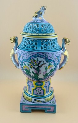 Antique Carl Thieme Potschappel German Porcelain Dresden Style Covered Urn
