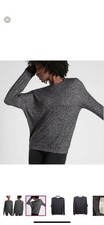 Athleta Mindful Pullover XS Heather Black Gray Long Sleeve Relaxed So Soft EUC