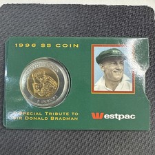 1996 $5 Don Bradman Bi-Metallic UNC Westpac Sleeve Coin