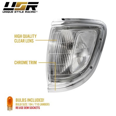 DEPO Front Chrome & Clear Corner Lights Lamps Fit For 95 96 Toyota