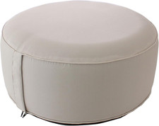 Pouf Da Esterno Rotondo Gonfiabile, Beige Naturale, 55 X 55 Cm, Con Fodera Colle