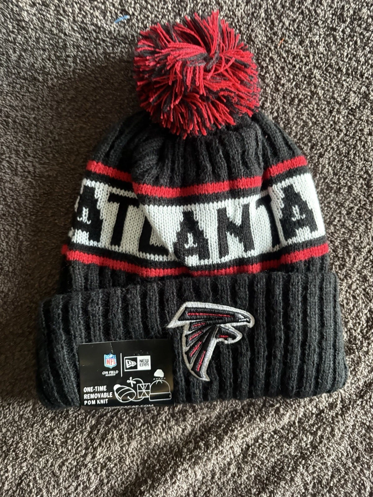 Atlanta Falcons NFL Bobble Beanie Multicoloured & Team Logo & With Tags on