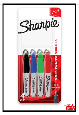 Sharpie Mini Permanent Markers, Fine Point, Assorted Colors, 4 Count