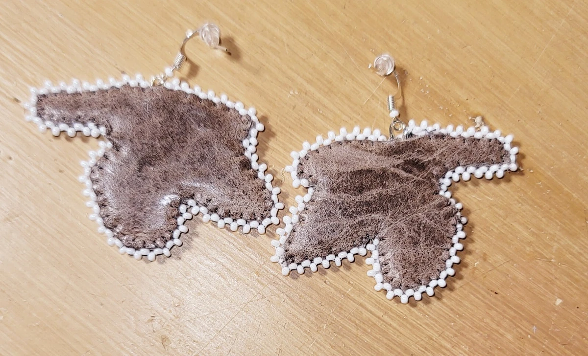 Real leather deals earrings