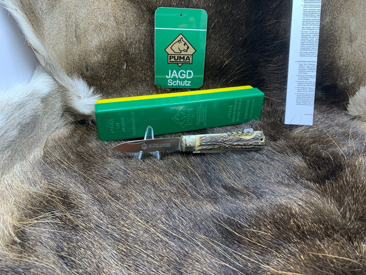 Pre 1964 Vintage Puma 943 Jagdmesser Knife With Stag Handles Mint