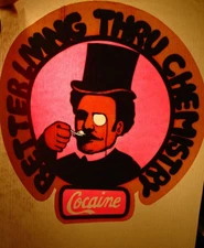 BETTER LIVING THROUGH CHEMISTRY VINTAGE 1970's HEADSHOP IRON ON TRANSFER B-24