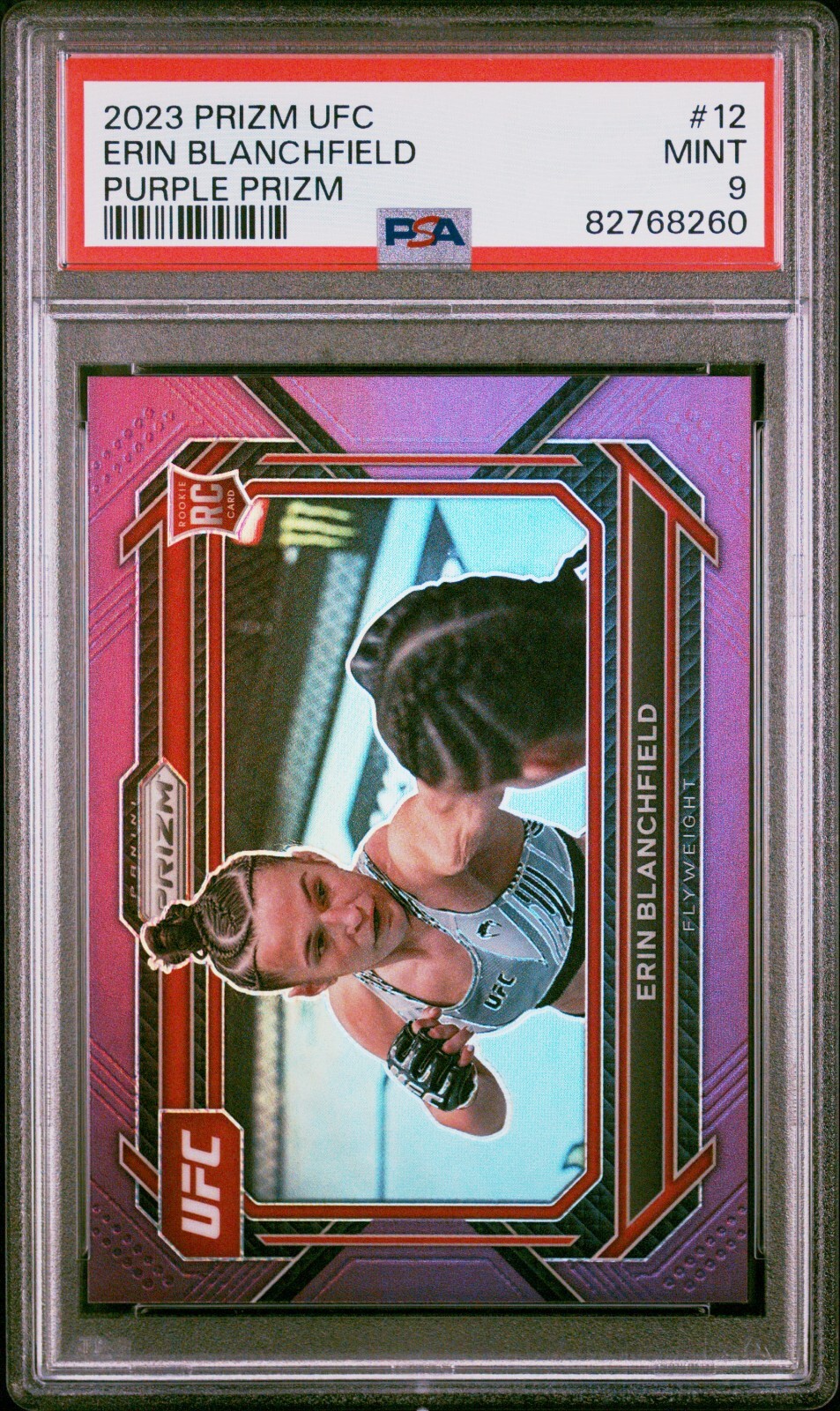 2023 Panini Prizm UFC Erin Blanchfield Purple Prizm #12 Rookie RC /149 PSA 9