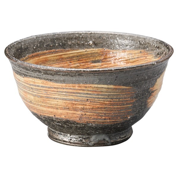 Tazón De Arroz Shigaraki Yaki Ware Japones Con Marcas De Pincel Salvaje L