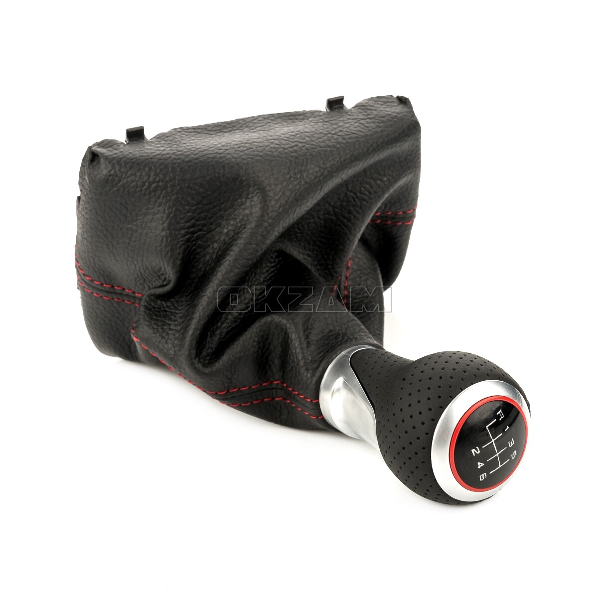 Gear Knob Handle Lever Real Leather 6 Gear Red 8K0863278H for Audi 