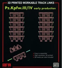 1/35 Rye Field 3D Printed Workable Track Links Pz.Kpfw.III/IV Early Prod #2013