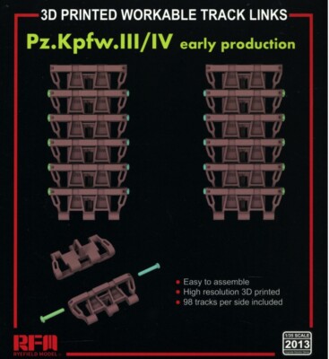 1/35 Rye Field 3D Printed Workable Track Links Pz.Kpfw.III/IV Early Prod #2013