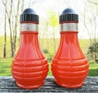 Vintage Salt & Pepper Shakers Fired on Orange 1940s Euclid Anchor Hocking?