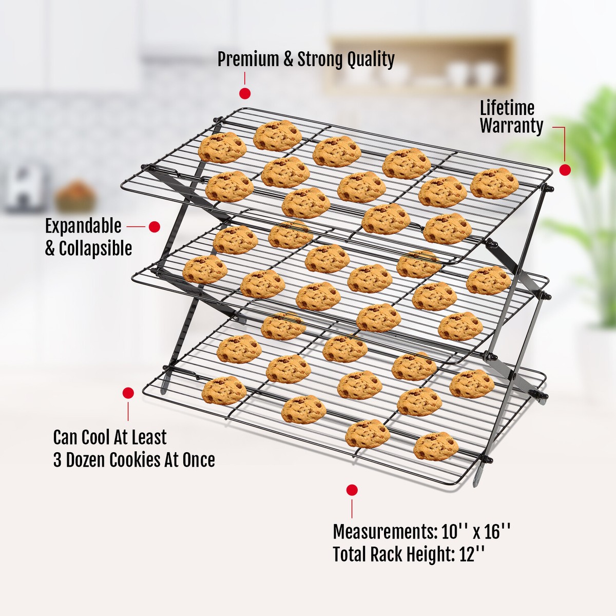 40x25cm Cookie Cooling Rack Sutowe 3-Tier Collapsible Cooling Rack ...