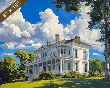 Newport Mansions with summer sky oil painting 8x10 Print