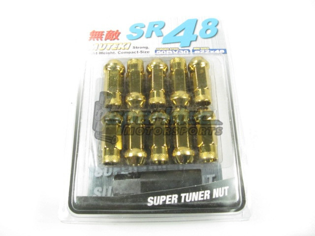 Muteki SR48 Extended Open Ended Wheel Tuner Lug Nuts Chrome Yellow Muteki SR48 Extended Open Ended Wheel Tuner Lug Nuts Chrome Yellow